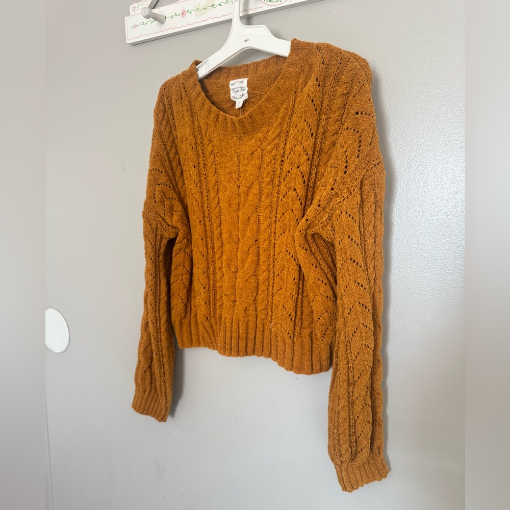 Hippie Rose Cable Knit Sweater in Warm Amber